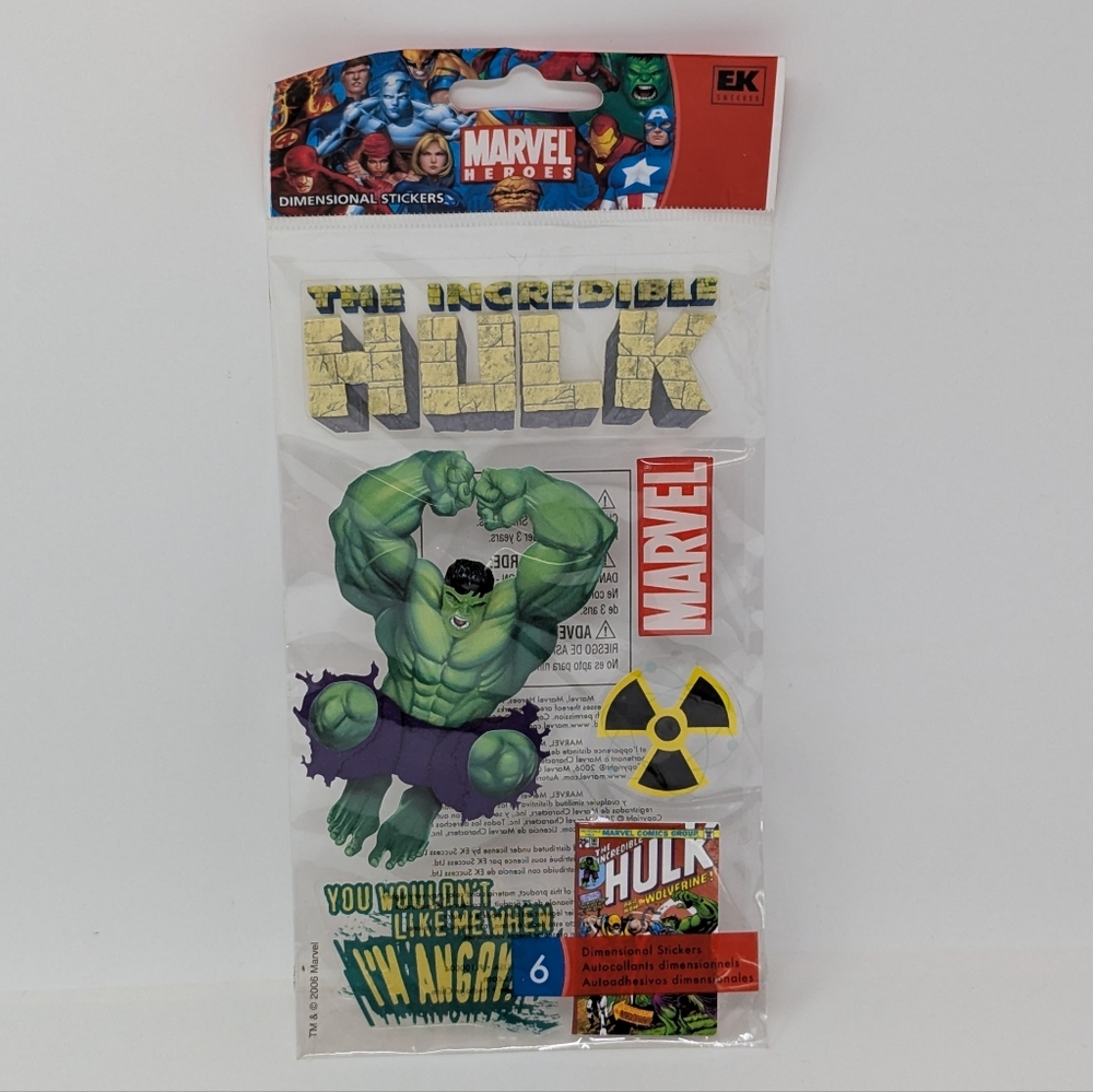 Marvel Hulk Dimensional Stickers EK Success Junk Journal Scrapbook